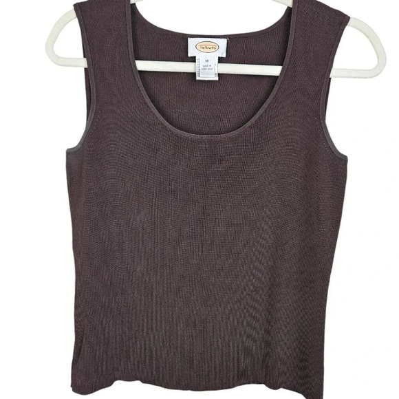 Talbots Brown Round Neck Sleeveless Pullover Tank Top Shell Size Medium - Picture 1 of 9
